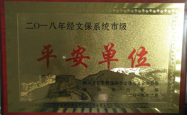 陜煤建設(shè)機(jī)電安裝公司榮獲銅川市經(jīng)文保系統(tǒng)市級(jí)“平安單位”