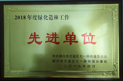 陜煤建設(shè)機電安裝公司：喜獲銅川市七一地區(qū)“綠化造林”先進單位